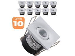Conjunto de 10 Mini Manchas de Led Silvia 1W Quadrado Branco Ajustável HOROZ ELECTRIC