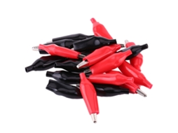Yuru 20pcs Clips Crocodilo 35mm Metal com Isolamento Pvc Vermelho e Preto para Teste Elétrico Laboratório Bateria Carro
