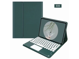 Capa Com Teclado Para Tablet Lurelia, Para Lenovo Xiaoxin Plus 11,5", Versão 2023, , Com Redondo (versão Touchscreen, Verde Escuro, Teclado Bluetooth