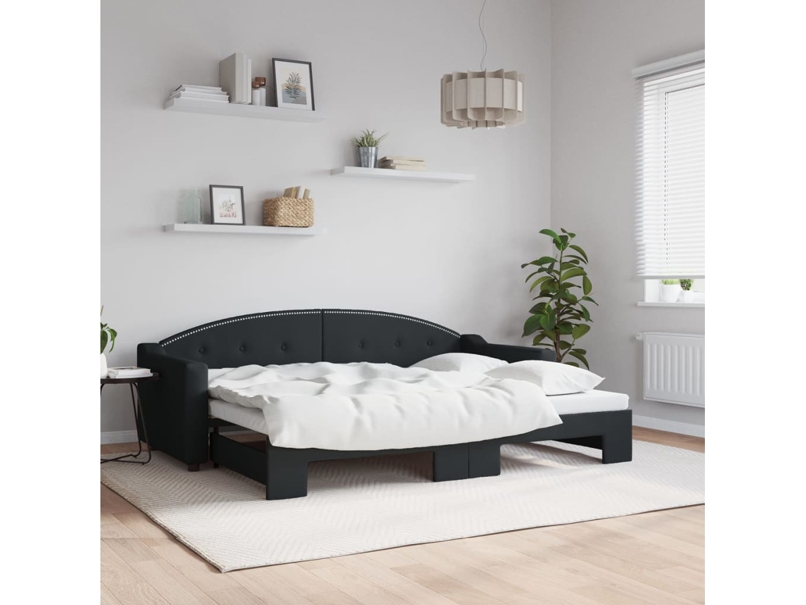 Vidaxl Sofá-cama Com Gavetão 80x200 Cm Tecido Preto