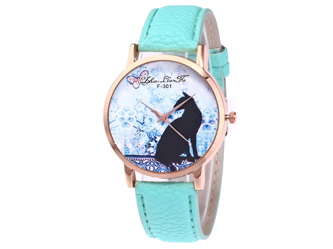 Reloj De Pulsera De Aleación Dial Redondo Analógico De Cuarzo Color Verde Claro Para Parejas