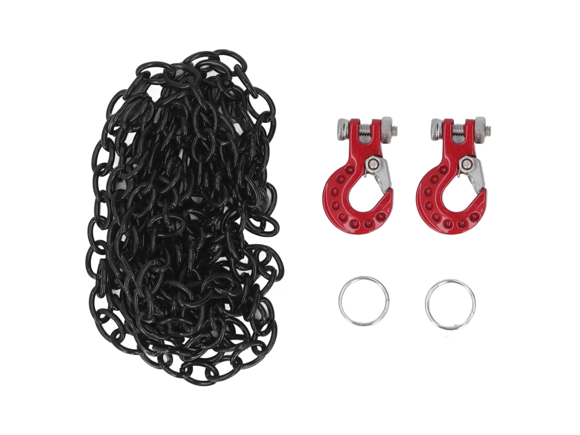 Mali conjunto de Gancho de Arrasto e Corrente para Carro Rc Decoração Acessório Aprimorado Compatível com Scx10 D90 1/10 Crawler Vermelho