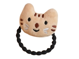 Elástico Para Cabelo Com Gato De Pelúcia Fofo Marrom