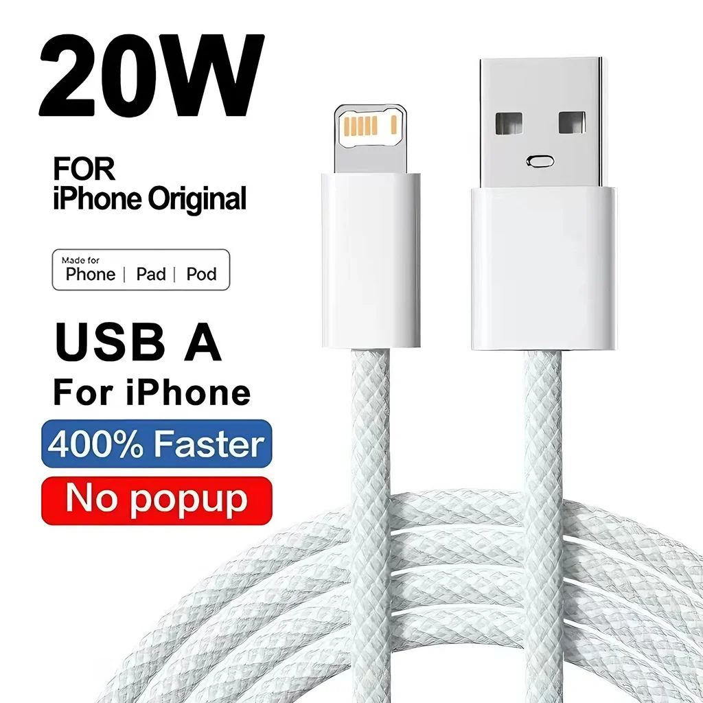 Cabo De Dados Usb Trançado De 20 W Para Carregamento Rápido (cinza, 1 M) Para Iphone