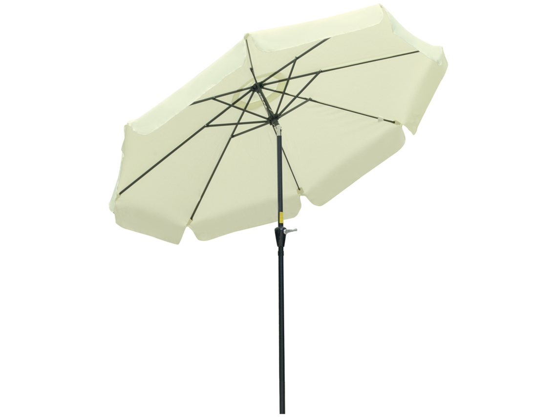 Ombrellone Rotondo Ø2.7x2.5 M, Testa Inclinabile, UV 50+, Beige, ZENCORE SERVICES