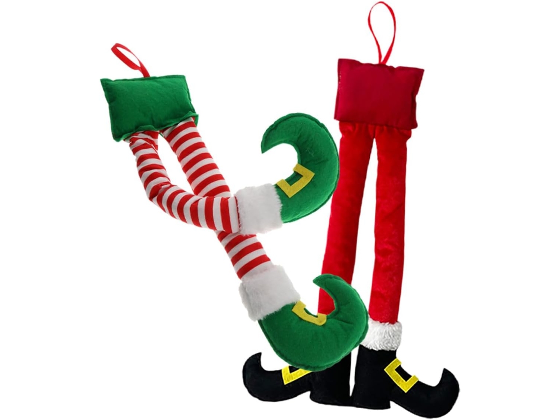 Conjunto De 2 Peças De Pés Decorativos Para Árvore De Natal, Com Design Listrado Em Vermelho E Branco, Lareira E Festas. Gokoco