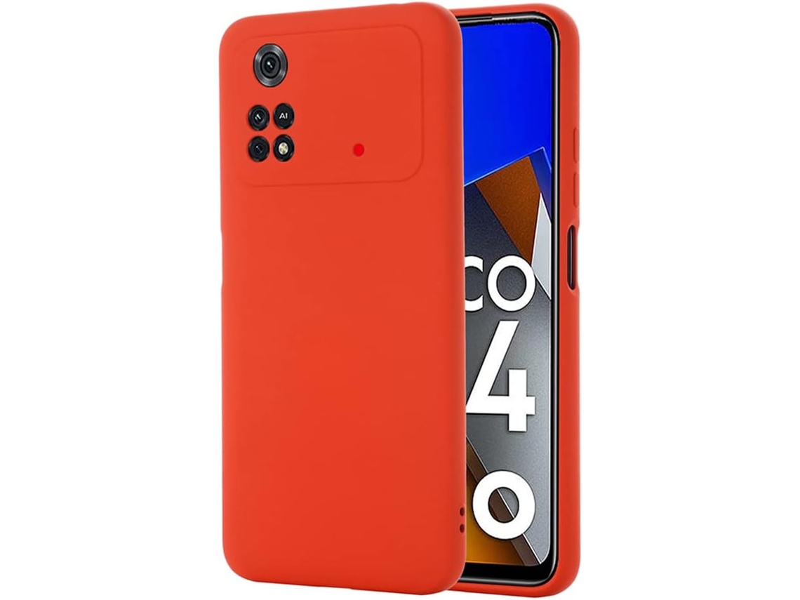 Capa Protetora Forro para Xiaomi Xiaomi Poco M4 Pro 4G HONGWE. Textura Macia Vermelho