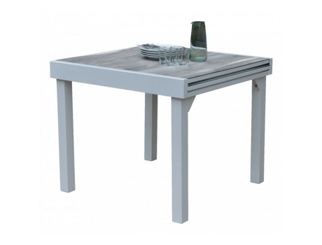 Modulowood T 4/8 Mesa de Jardim Vidro Decorativo Madeira Branco WILSA GARDEN
