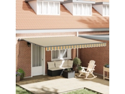 Vidaxl Toldo Retrátil Verde E Amarelo 450 × 300 Cm Tecido E Alumínio