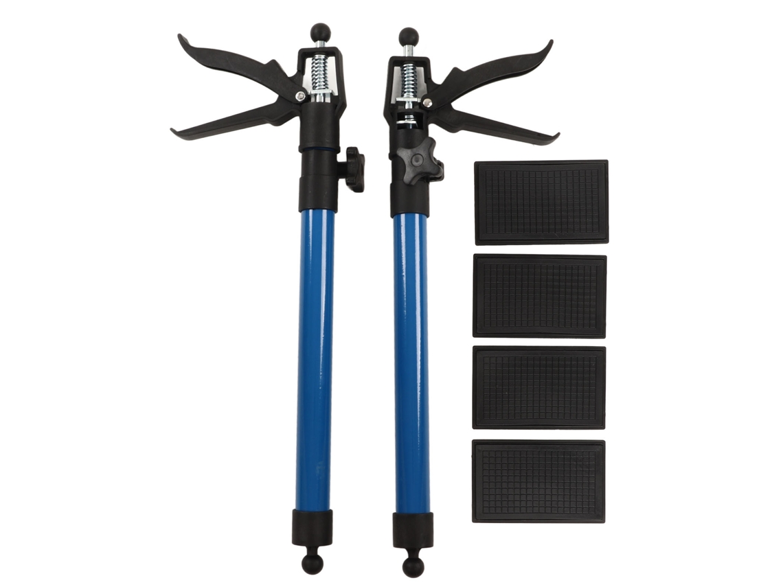Conjunto de 2 hastes telescópicas para pendurar armários, extensíveis de 50 a 115 cm, com 4 placas.