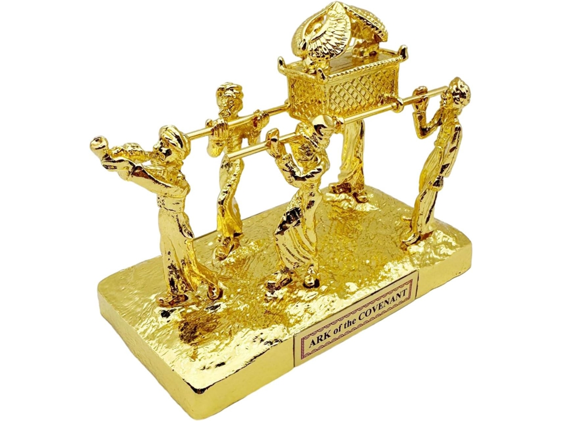 Arca Da Aliança Com Aarão, A Vara E Manás Como Comandantes. Escultura Em Resina Com Acabamento Dourado.