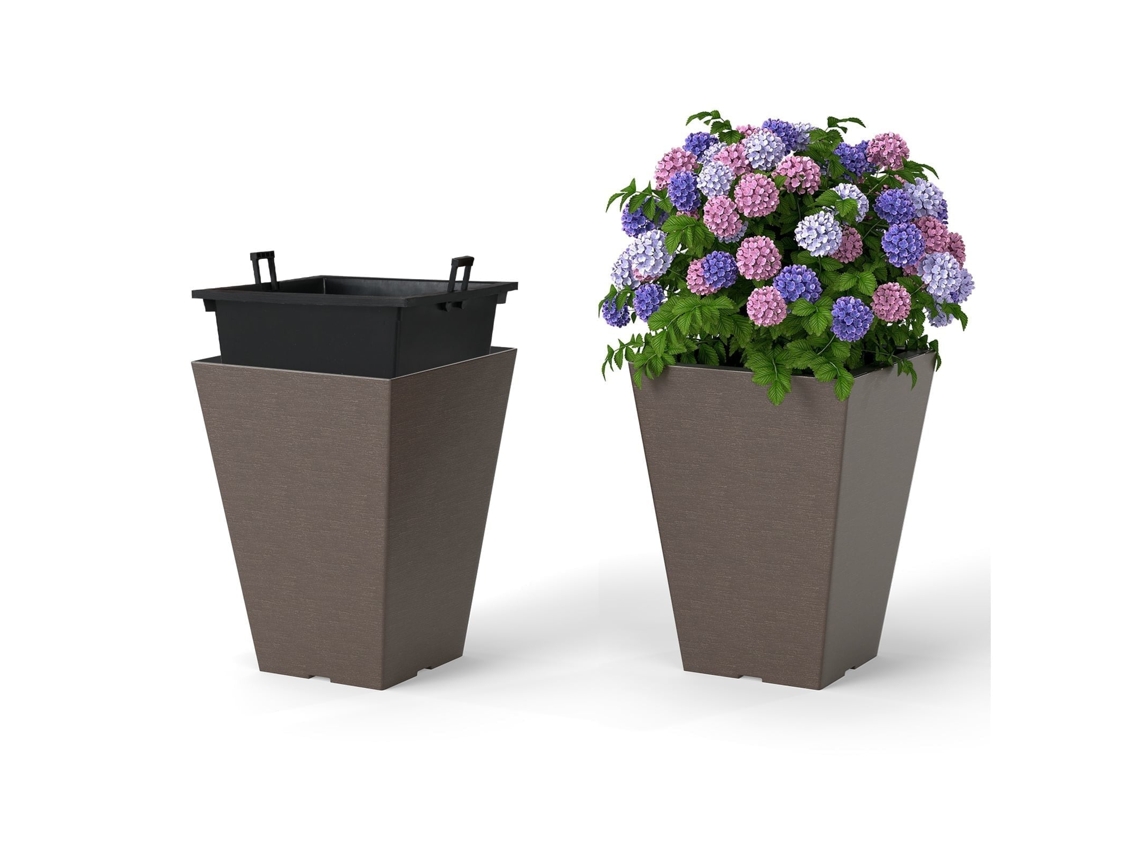 Conjunto de 2 Vasos Autoirrigáveis com Drenagem, Marrom NORTHIX
