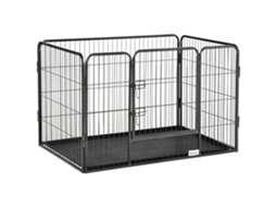 Caixa de Metal para Cães com Porta e Bandeja Embaixo. 109x74x71cm. Cinza Ge