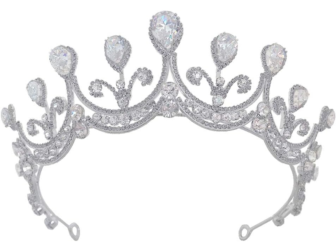 Coroa De Noiva Em Liga Metálica Com Strass Brilhantes, Tiara Elegante Em Formato De Lágrima, Acessório De Cabelo.