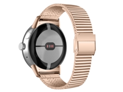Bracelete de Aço Inoxidável Ajustável com Fivelas Duplas para Google Pixel Watch Ouro Rosa