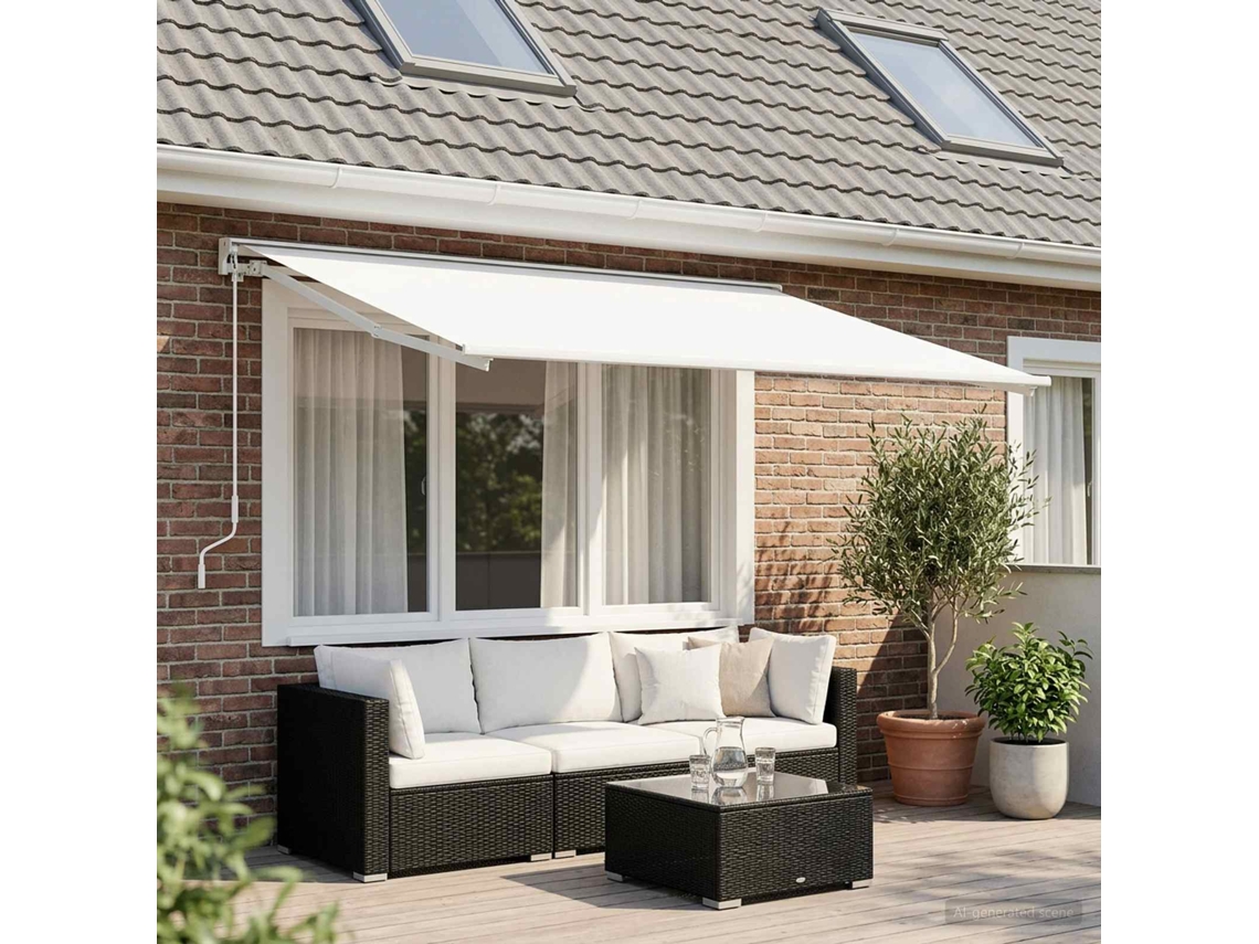 Vidaxl Tecido De Substituição Para Toldo Branco 350 X 250 Cm Poliéster