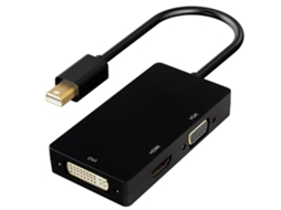 Adaptador Mini Displayport Thunderbolt Para Dvi Vga Hdmi 3 Em 1 Adaptador Mini Displayport Preto Lalamoli