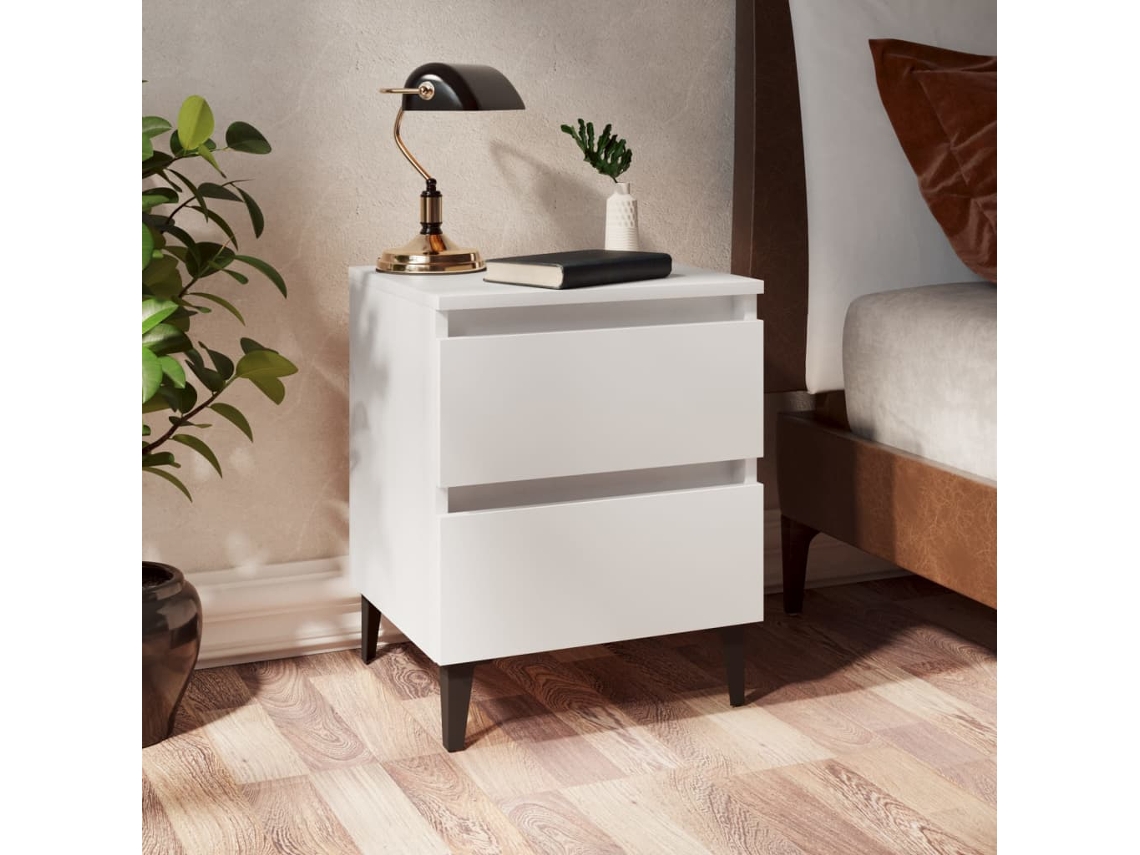 Vidaxl Mesa De Cabeceira 40x35x50 Cm Derivados De Madeira Branco