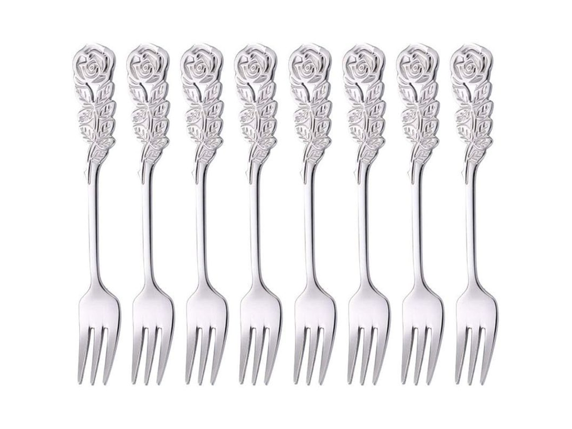 Garfos de Sobremesa Pequenos 8pcs Aço Inoxidável Rosa S/MARCA