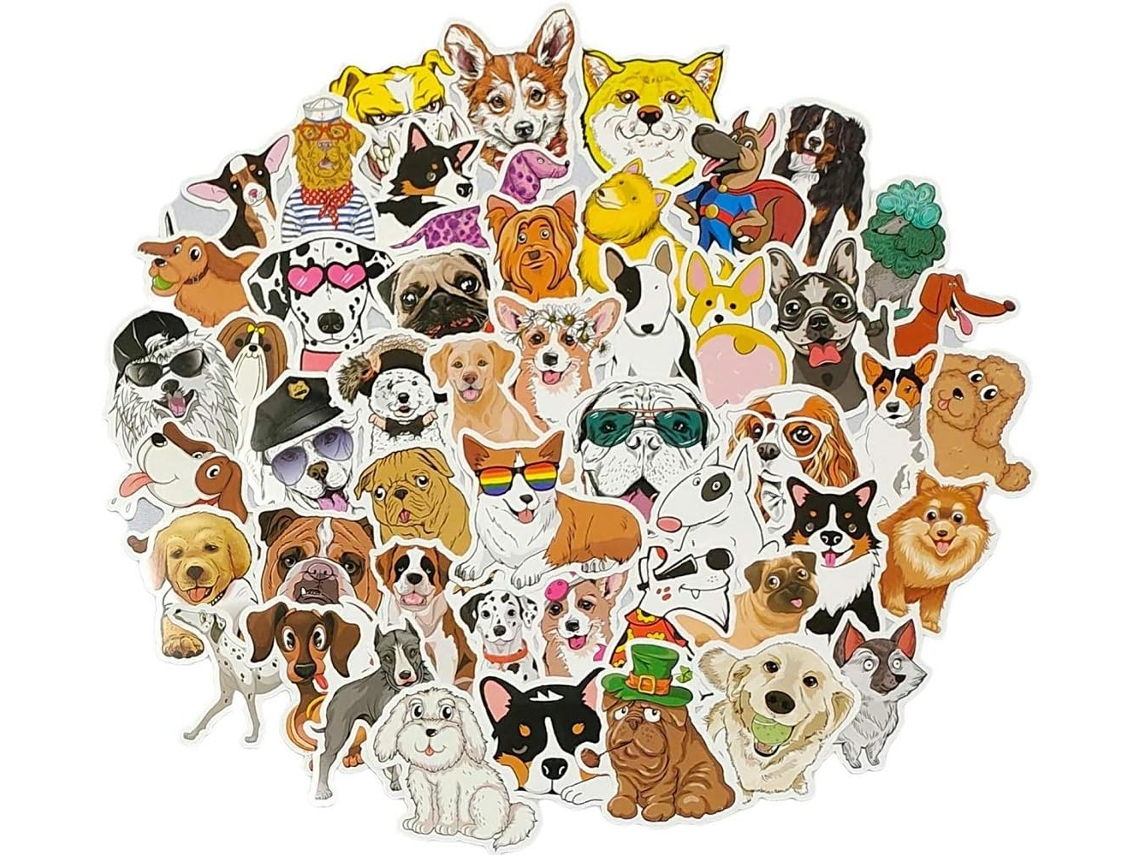 Adesivos de Cachorro para Laptop Frasco Capas de Telefone Adesivos Engraçados de Vinil À Prova D'Água 50 Unidades/Pacote ZMDECQNA