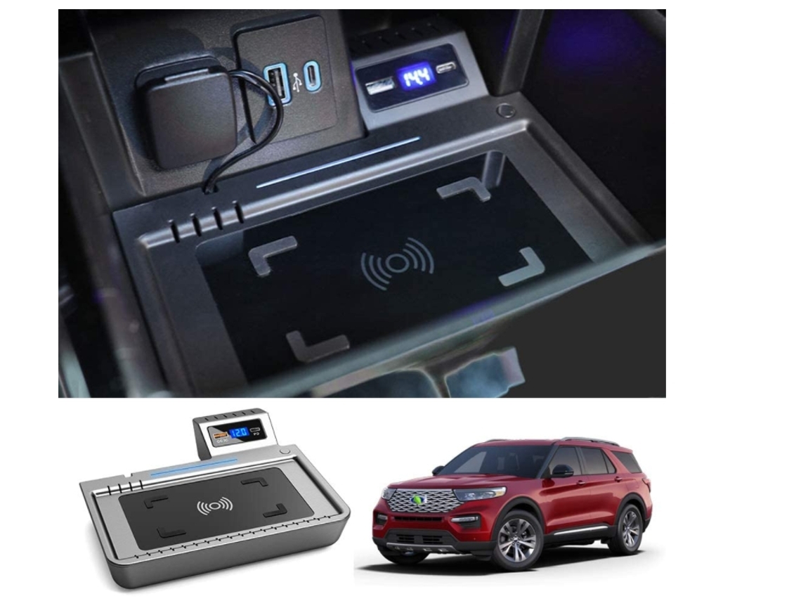 Carregador Carro Sem Rápido Ford Explorer Carregamento Porta Usb YIZHOOD Preto