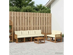 Vidaxl Conjunto De Sofás Para Exterior 7 Unid. Natural E Creme