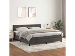 Vidaxl Cama Com Molas/colchão 160x200 Cm Veludo Cinzento-escuro