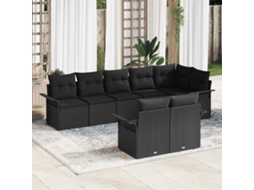 Vidaxl Conjunto de Sofá de Jardim 8 Pcs Preto Vime Pe