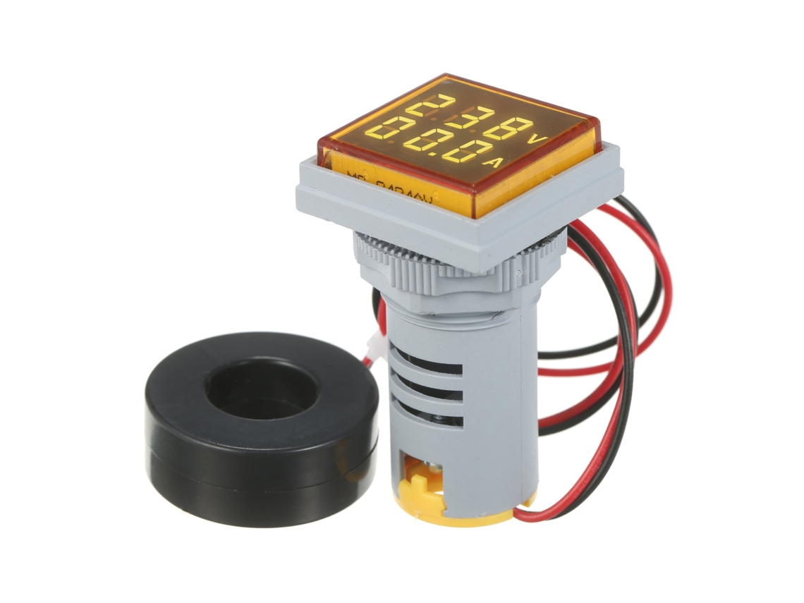 Mini Cuadrado Voltímetro-amímetro Digital De Doble Pantalla Led, Monitor De Voltaje Y Corriente Ca 60-500v 0-100a