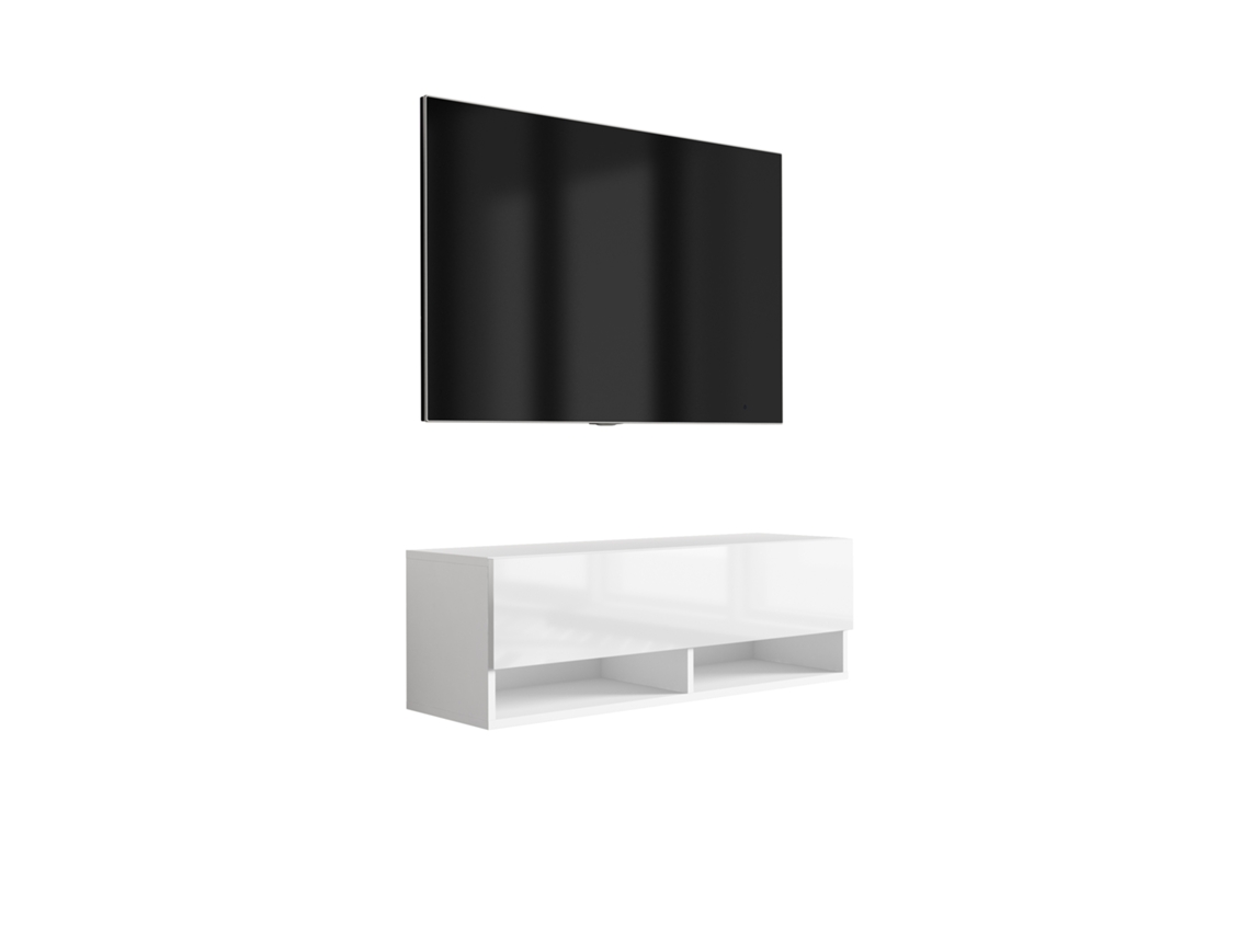 Suporte De Tv 100 Cm Branco Fosco / Branco Brilhante, 100 × 32 × 34 Cm 3E 3XE LIVING.COM