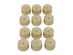 Velas de LED sem chama, alimentadas por bateria, 2026, velas decorativas tipo chá, 12 unidades, douradas, para Natal e casamento.