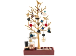 2026-porta Joyas Linjou, Organizador Colgante De Joyería, Torre De Árbol De Pájaros Dorado Para Aretes Y Collares