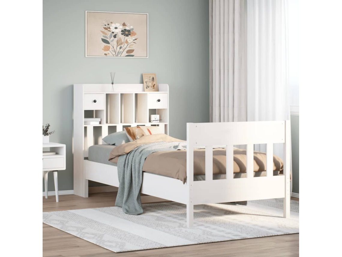 Vidaxl Cama Sem Colchão 75x190 Cm Madeira De Pinho Maciça Branco