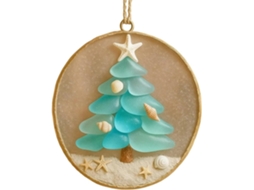 Decoração De Natal Com Vidro Do Mar Para Árvores, Ideal Para Festas Temáticas Costeiras.