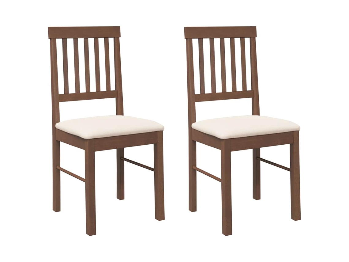 Maison Exclusive - Cadeiras De Jantar Com Almofadões 2 Pcs Madeira Maciça Castanho