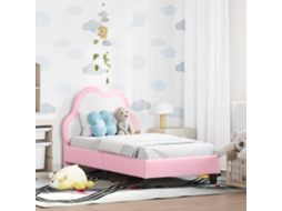 Vidaxl Estrutura De Cama Para Criança Com Cabeceira Rosa 70 X 140 Cm