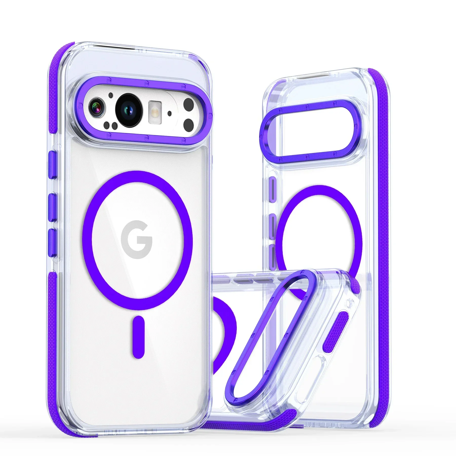 (roxo, Google Pixel 9 Pro) Capa Protetora Transparente Premium, Carregamento Magnético, Capa Protetora À Prova De Choque