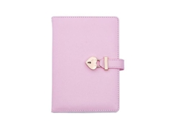 Caderno/ Agenda A5 com Cadeado em Formato de Coração, em Couro Pu, Material Escolar, Rosa BRILVIBERA