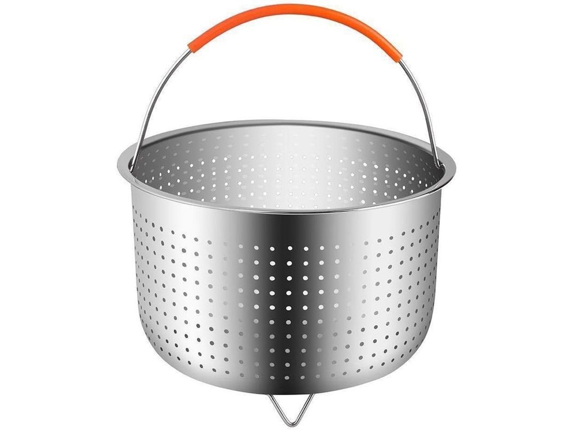 Cesto para cozinhar a vapor em aço inoxidável 304, ideal para cozinhar legumes, arroz e ovos, com alça removível e revestimento de silicone, para panela de pressão.