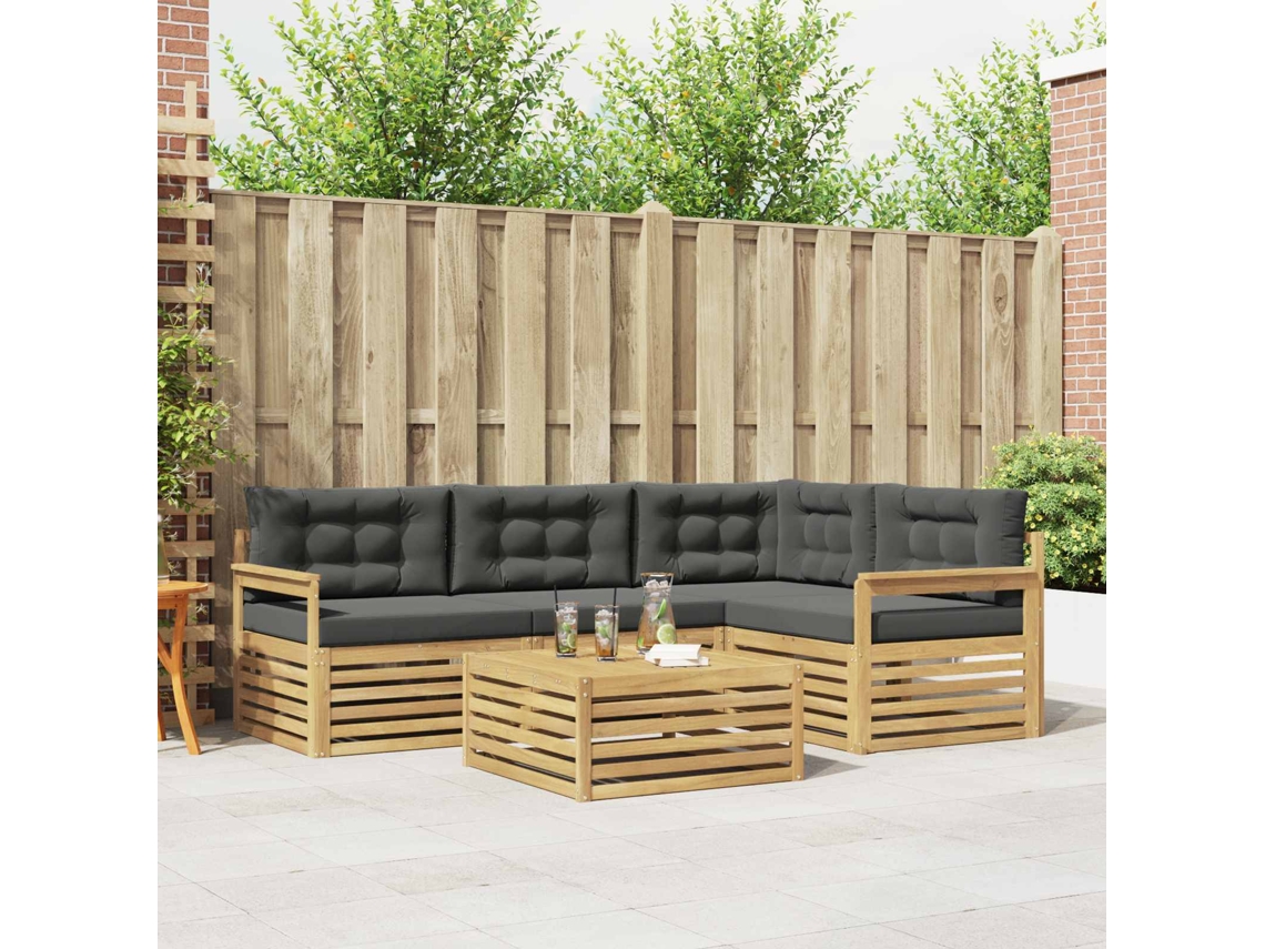 Vidaxl Conjunto De Sofás Para Exterior 6 Unid. Branco E Antracite