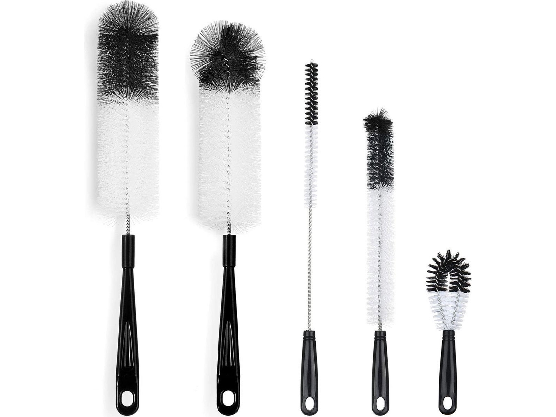 Conjunto de Escovas para Mamadeira 5 Peças Escova Limpeza Mamadeiras Limpador Sem Bpa e Que Não Risca Preto AQUAFORGE