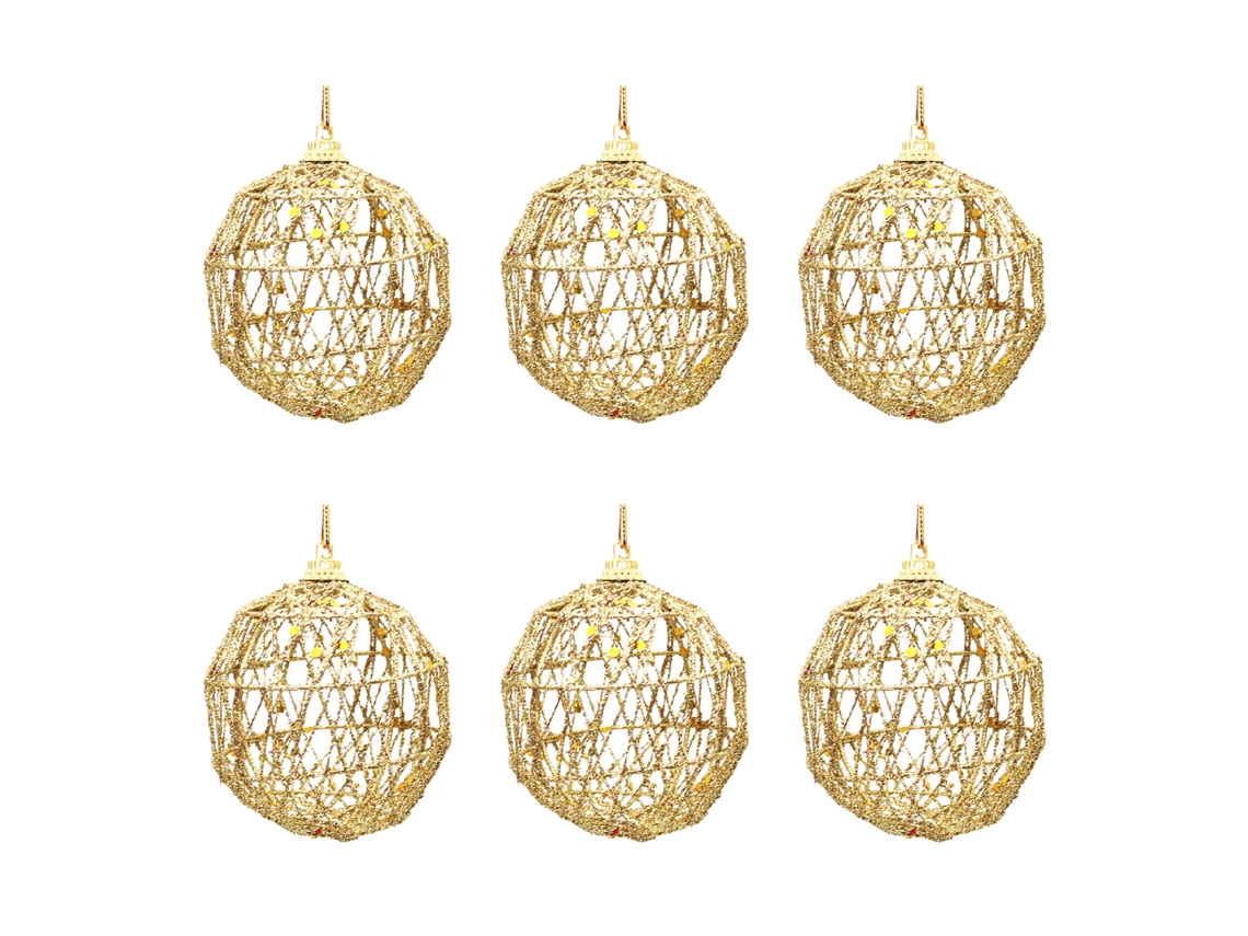 Laxiscreed Esferas Decorativas De Natal Em Ferro, Conjunto De 6 Bolas Vazadas De 6cm