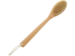 Escova De Cabo Longo Em Madeira Faia Com Cerdas Javali, Escova Esfoliante Corporal Para Limpeza E Massagem Eficazes Da