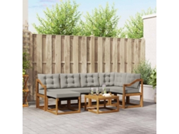 Vidaxl Conjunto De Sofás Para Exterior 7 Unid. Cinza Natural E Claro