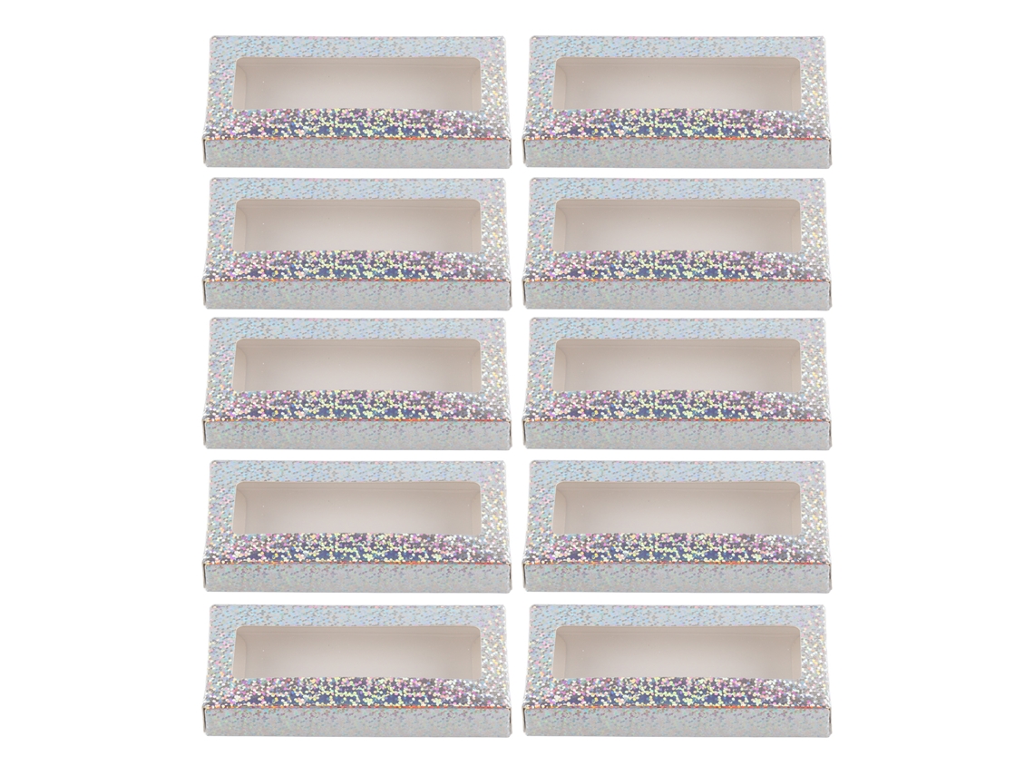 Caixa De Armazenamento De Cílios Postiços (pacote De 10, Glitter Prateado) Eoocoo