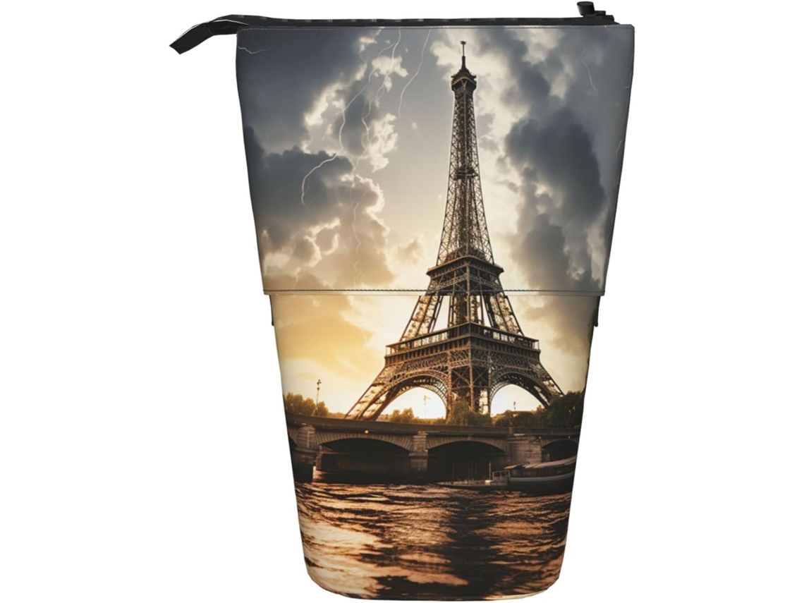 Case Trousse Crayons Télescopique Eiffel Tower Print Papeterie Debout Étui Crayons Fournitures