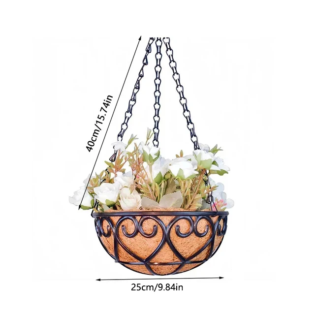 Vaso de Coco Redondo com Corrente para Pendurar MDUG (25cm)