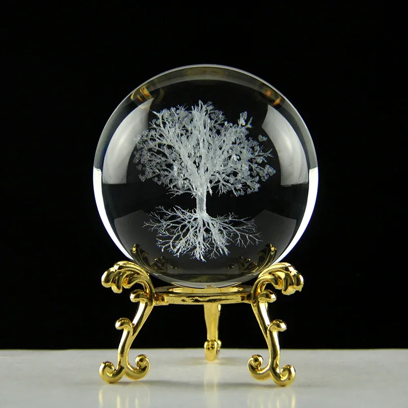 Bola de Cristal Árvore da Vida, Modelo 3d Gravado a Laser, Bola de Vidro MDUG (estilo 2, 6 Cm)