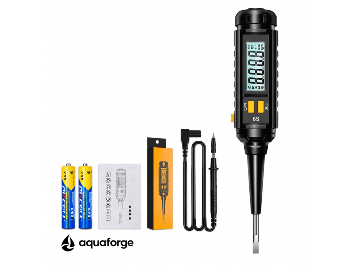 Multímetro Digital Tipo Caneta Aquaforge Com Ecrã Lcd E Teste De Continuidade Para Eletricistas E Instalações Elétricas