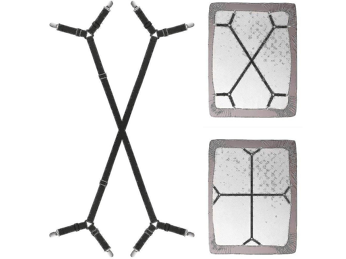 Lurelia Suportes Para Lençol Ajustável Cruzado Nylon Metal Preto